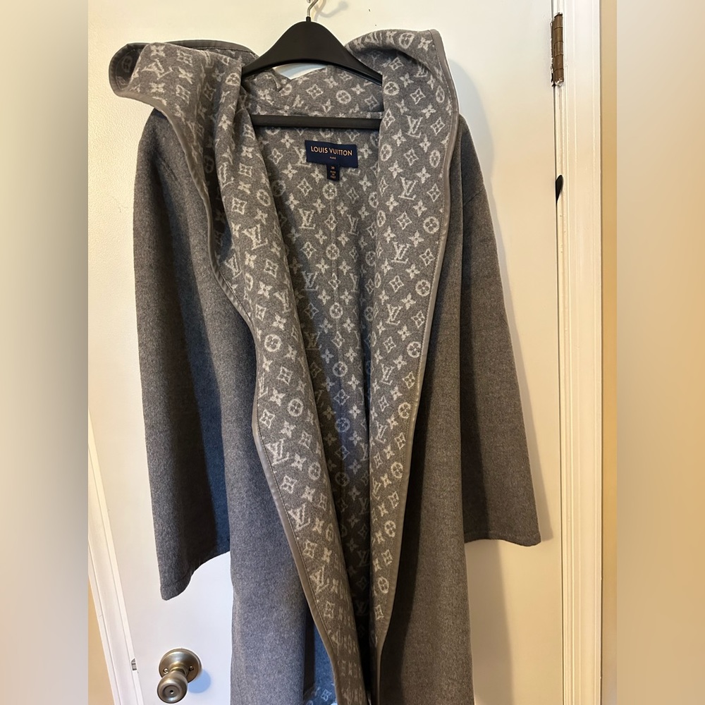 LOUIS VUITTON hooded wrap coat
